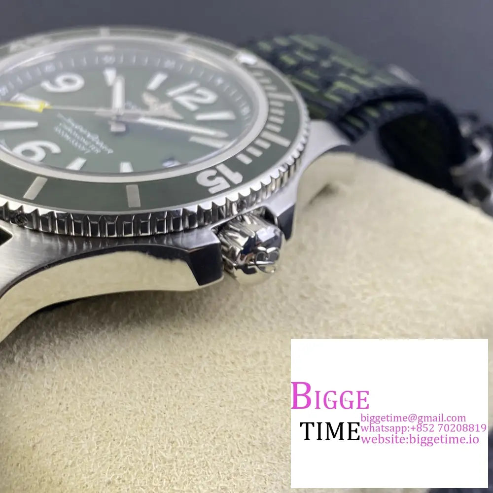 Breitling 44Mm Superocean Green Dial Nylon Strap Tf A2824