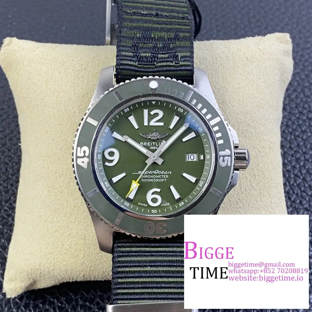 Breitling 44Mm Superocean Green Dial Nylon Strap Tf A2824 Option1