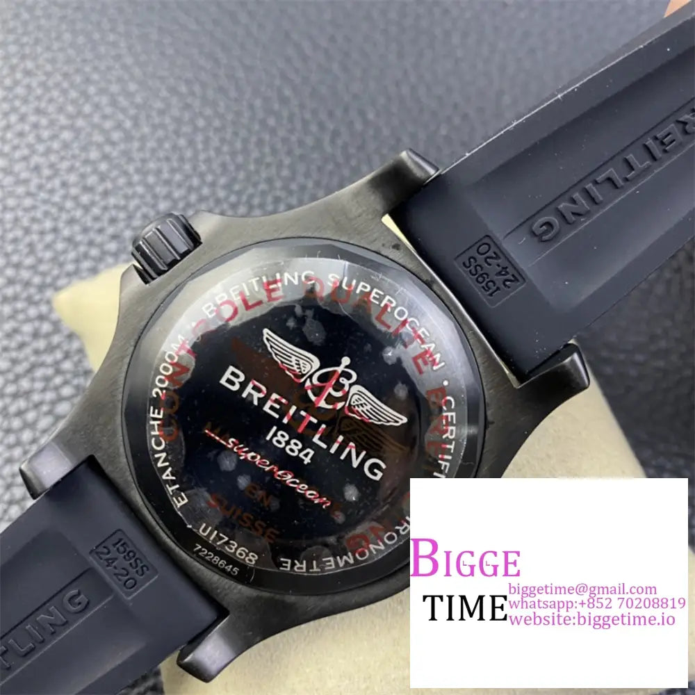 Breitling Black Steel 46Mm Superocean Rg Dial Rubber Strap Tf A2824