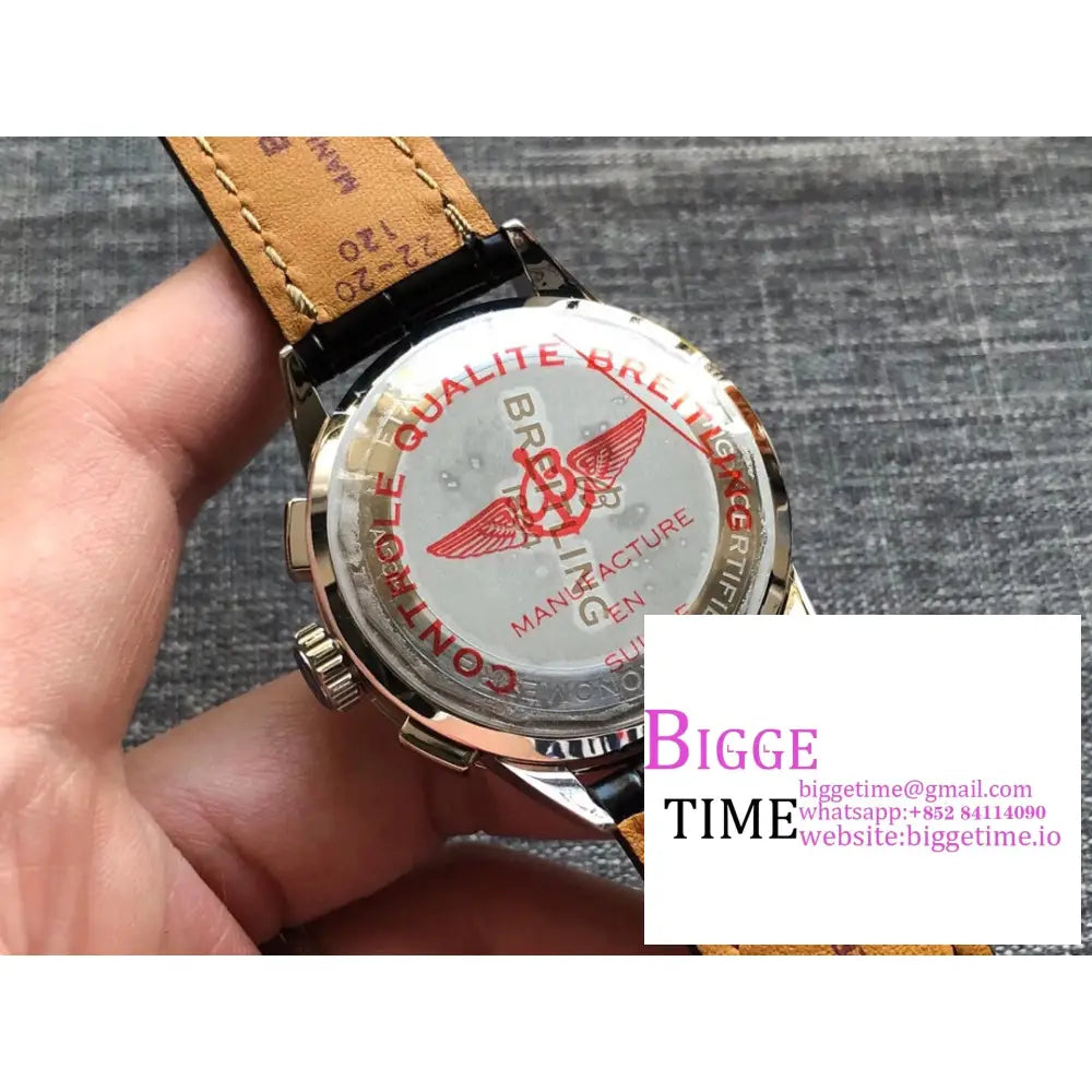 Breitling Chrono 42Mm Premier Black Dial Leather Strap Blsf A7750
