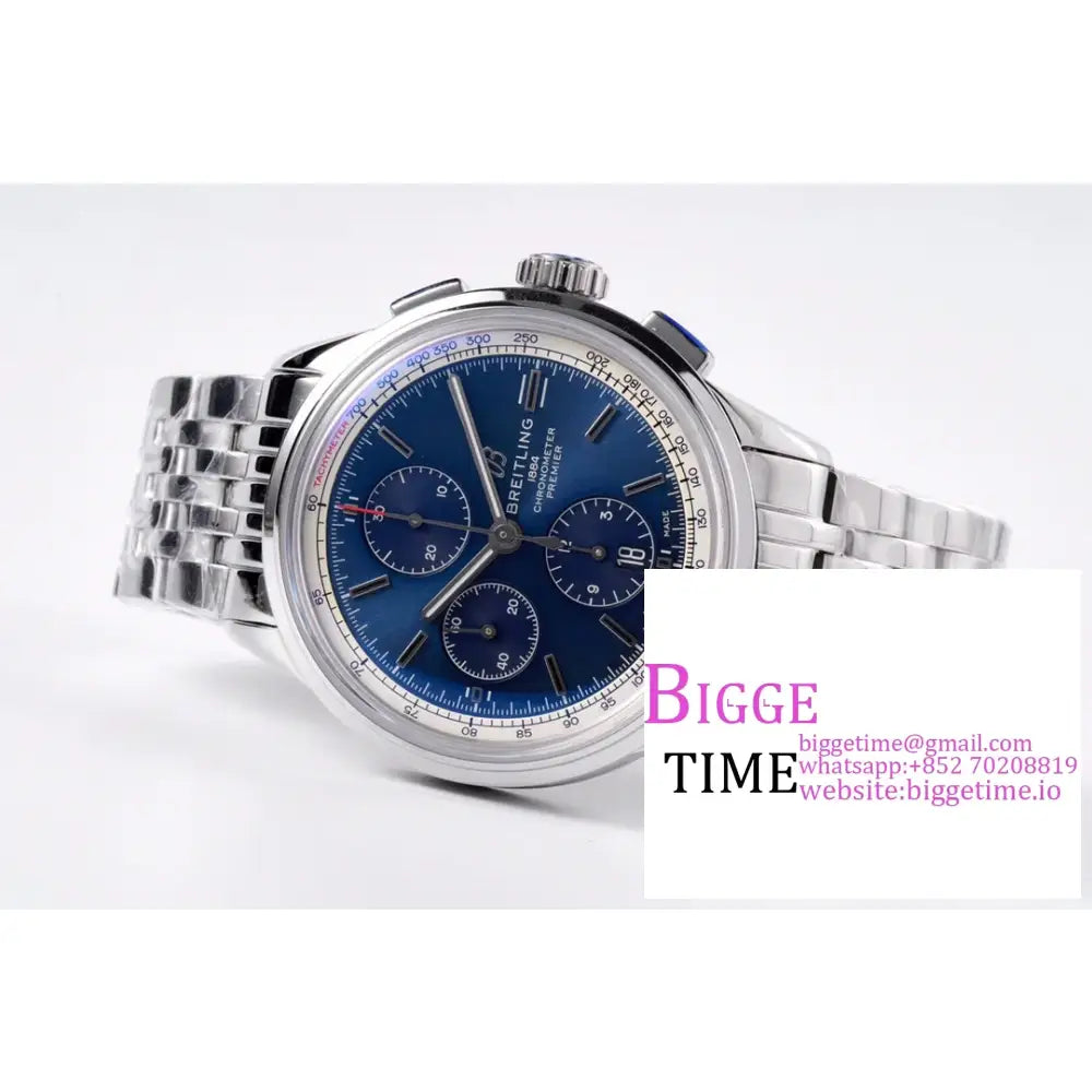 Breitling Chrono 42Mm Premier Blue Dial Ss Bracelet Blsf A7750