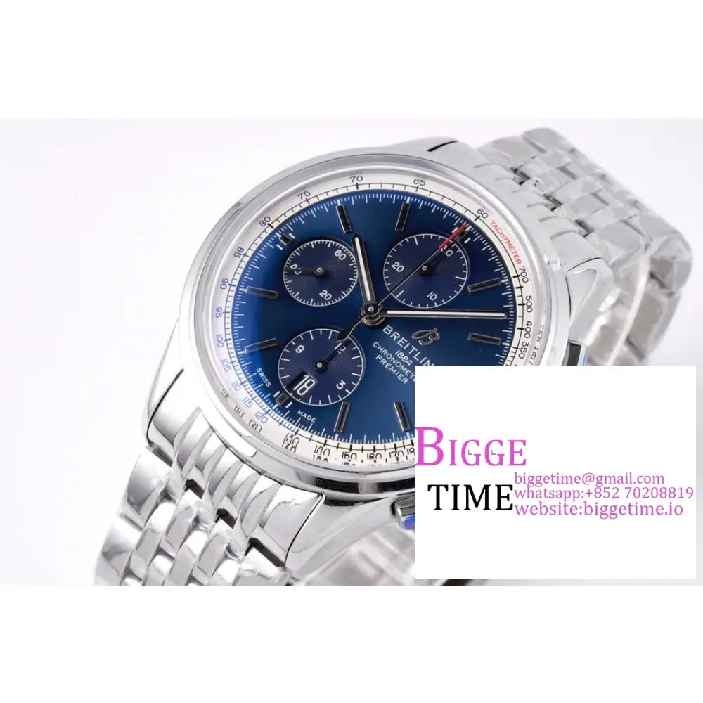 Breitling Chrono 42Mm Premier Blue Dial Ss Bracelet Blsf A7750