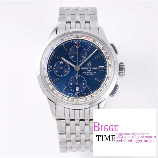 Breitling Chrono 42Mm Premier Blue Dial Ss Bracelet Blsf A7750 Option1