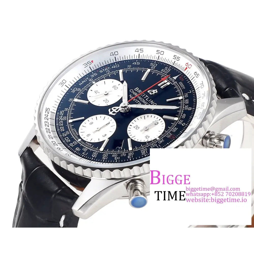 Breitling Chrono 43Mm Navitimer B01 Black/White Dial Black Leather Strap Blsf A7750