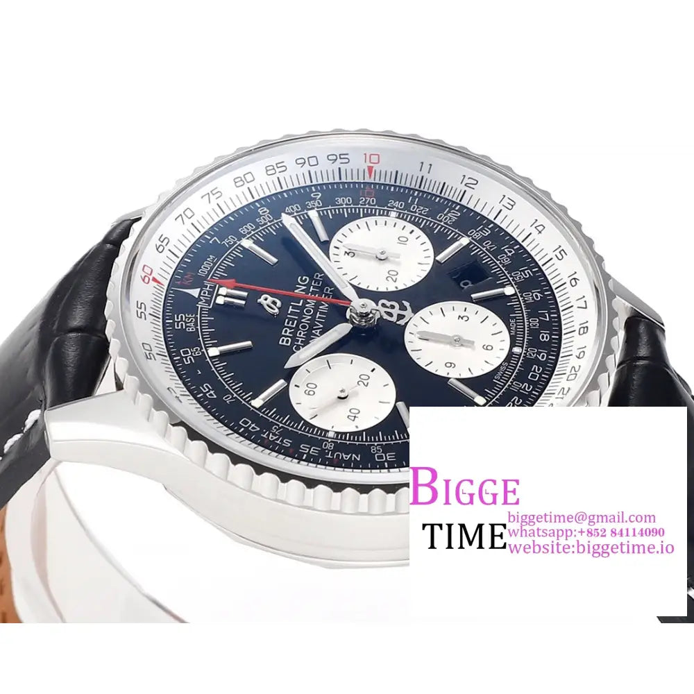 Breitling Chrono 43Mm Navitimer B01 Black/White Dial Black Leather Strap Blsf A7750