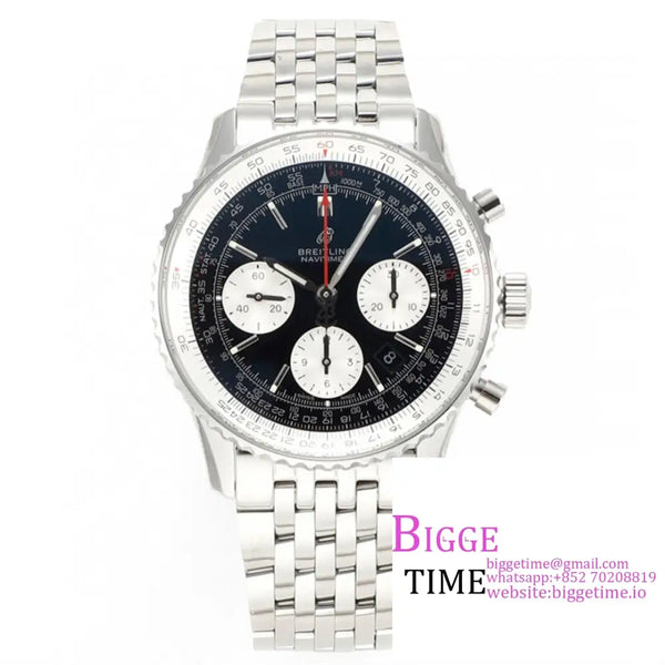 Breitling Chrono 43Mm Navitimer B01 Black/White Dial Ss Bracelet Blsf A7750 Option1