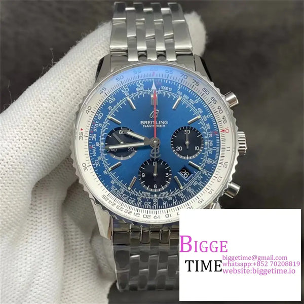 Breitling Chrono 43Mm Navitimer B01 Blue/Black Dial Ss Bracelet Blsf A7750 Option1