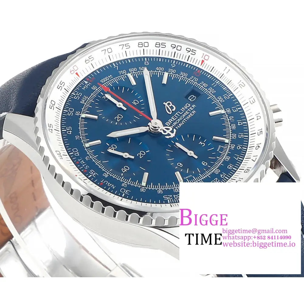 Breitling Chrono 43Mm Navitimer B01 Blue Dial Leather Strap Blsf A7750