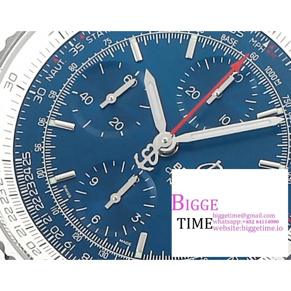 Breitling Chrono 43Mm Navitimer B01 Blue Dial Leather Strap Blsf A7750