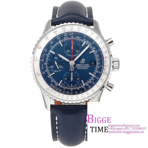 Breitling Chrono 43Mm Navitimer B01 Blue Dial Leather Strap Blsf A7750 Option1