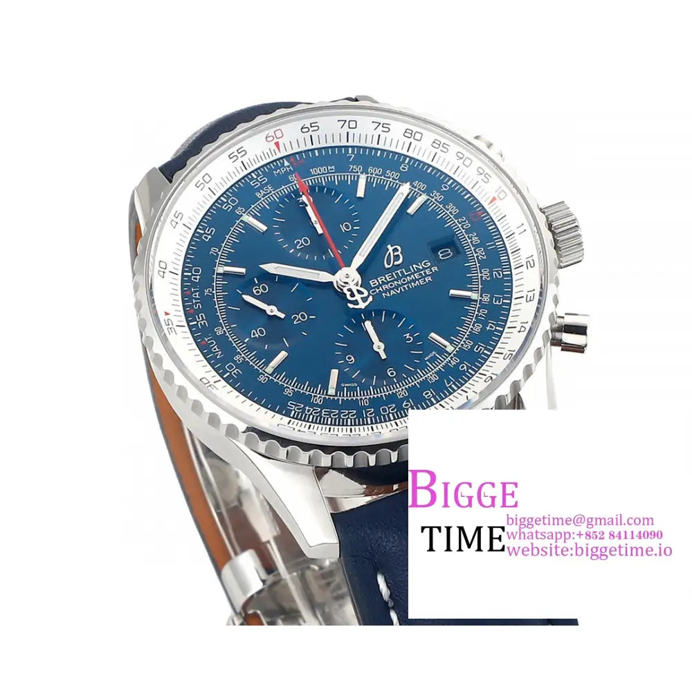 Breitling Chrono 43Mm Navitimer B01 Blue Dial Leather Strap Blsf A7750