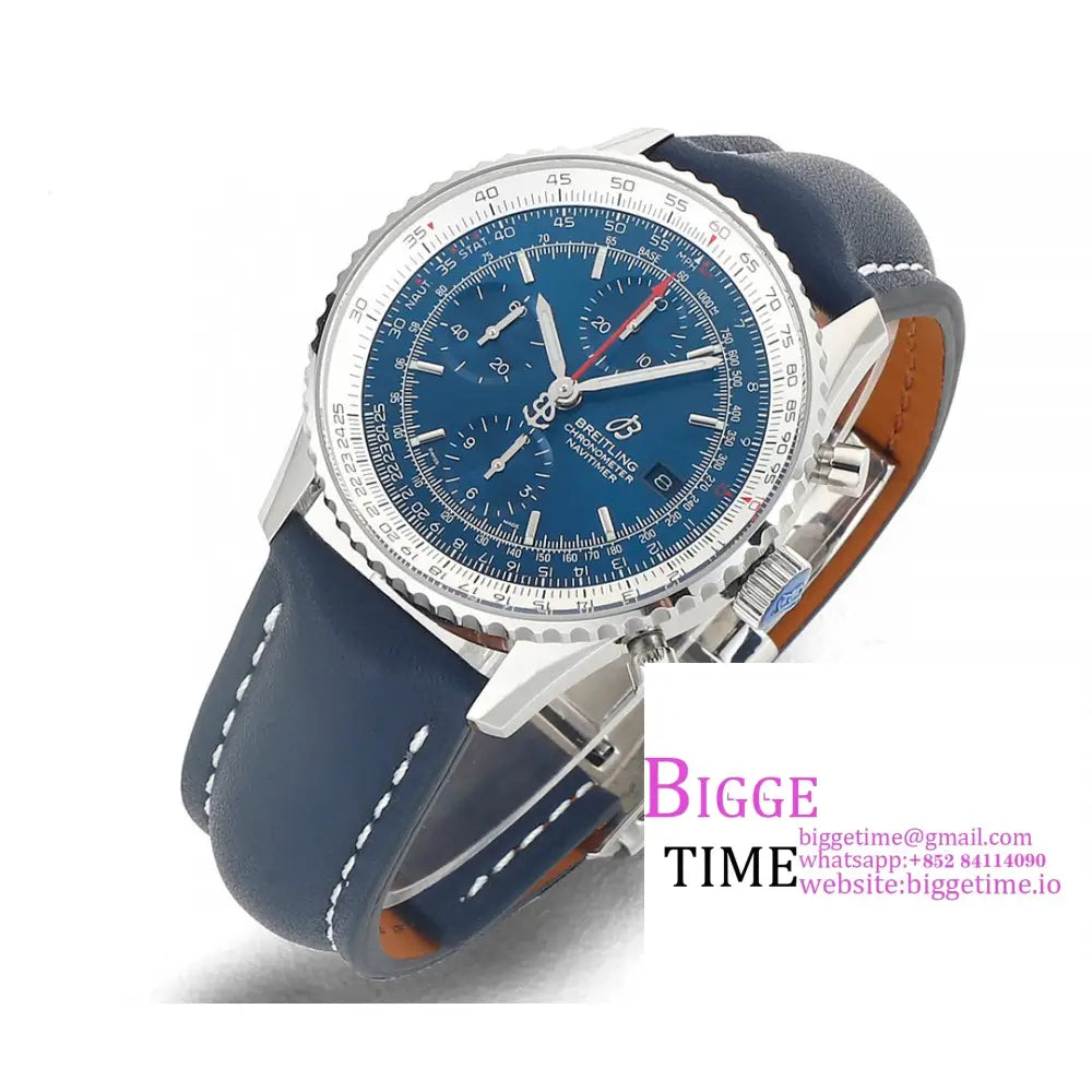 Breitling Chrono 43Mm Navitimer B01 Blue Dial Leather Strap Blsf A7750