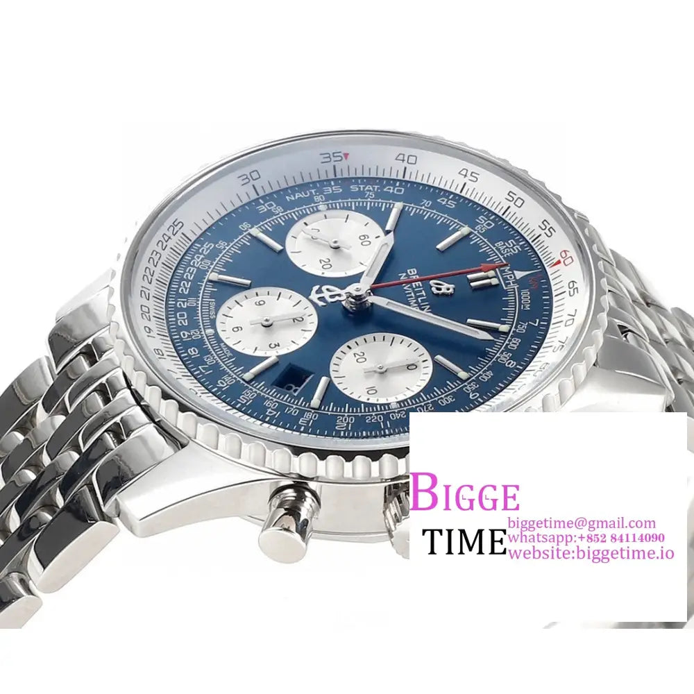Breitling Chrono 43Mm Navitimer B01 Blue/White Dial Ss Bracelet Blsf A7750