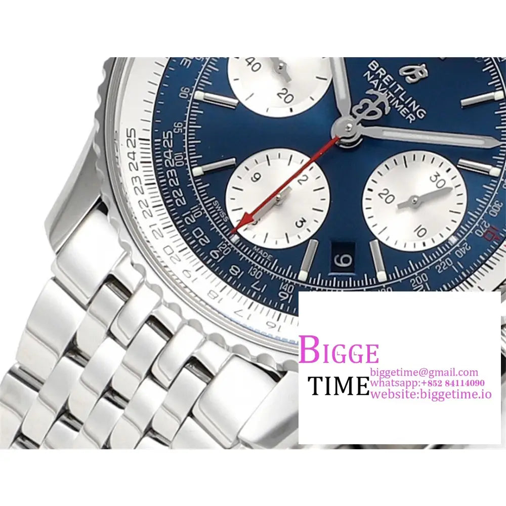 Breitling Chrono 43Mm Navitimer B01 Blue/White Dial Ss Bracelet Blsf A7750