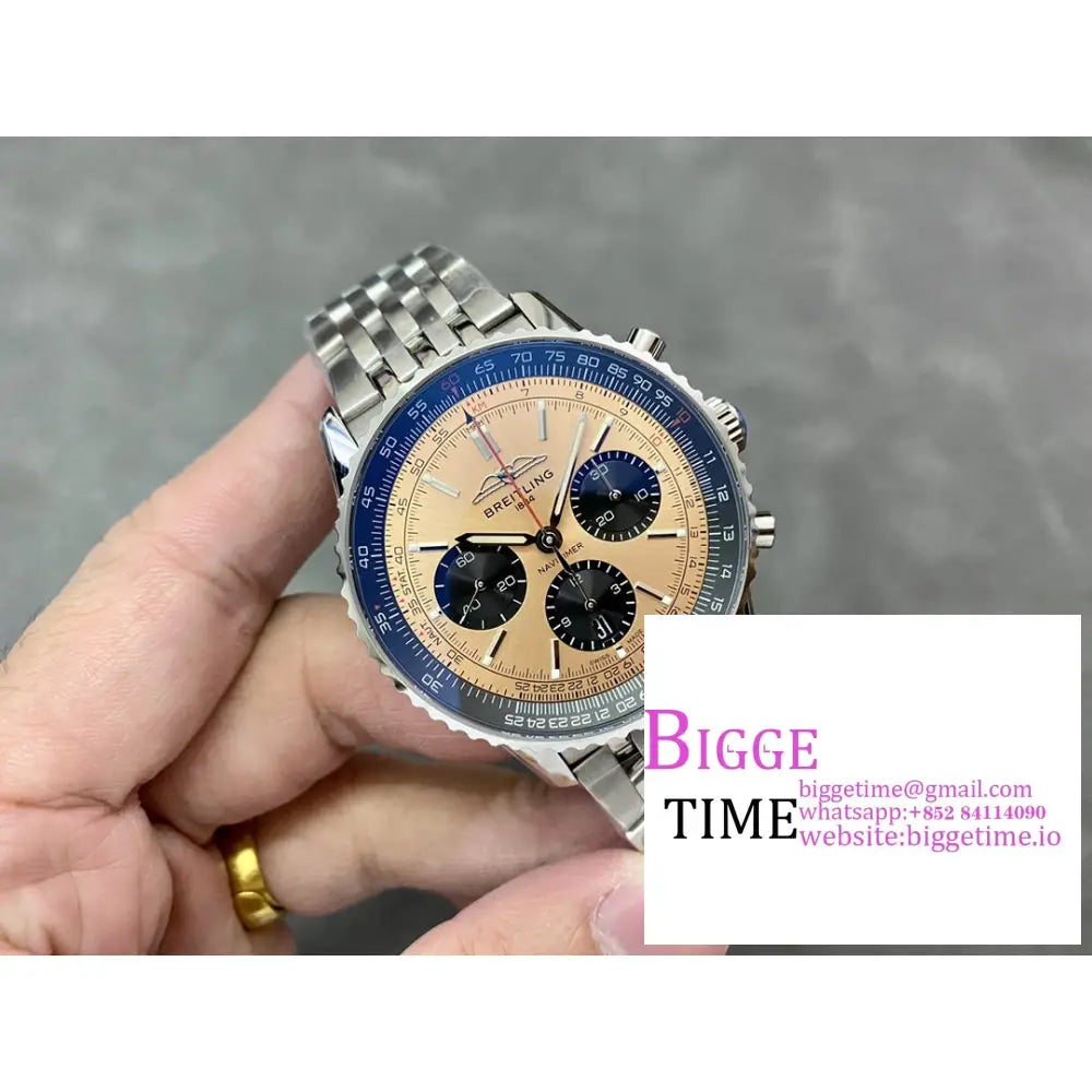 Breitling Chrono 43Mm Navitimer B01 Champagne/Black Dial Ss Bracelet Blsf A7750