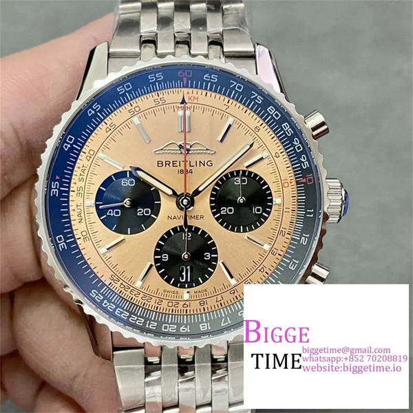 Breitling Chrono 43Mm Navitimer B01 Champagne/Black Dial Ss Bracelet Blsf A7750 Option1