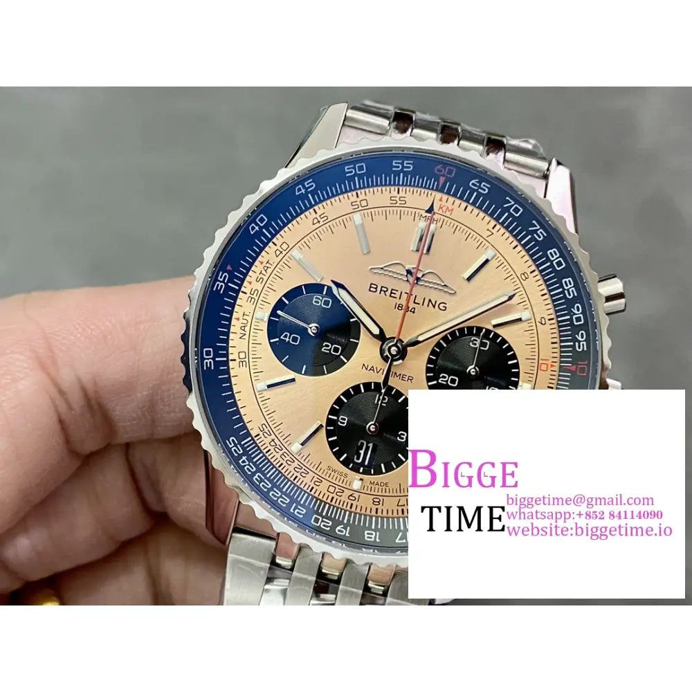 Breitling Chrono 43Mm Navitimer B01 Champagne/Black Dial Ss Bracelet Blsf A7750