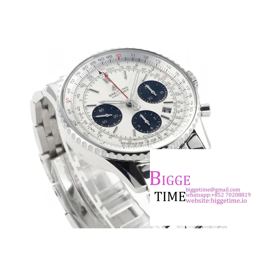 Breitling Chrono 43Mm Navitimer B01 White/Black Dial Ss Bracelet Blsf A7750