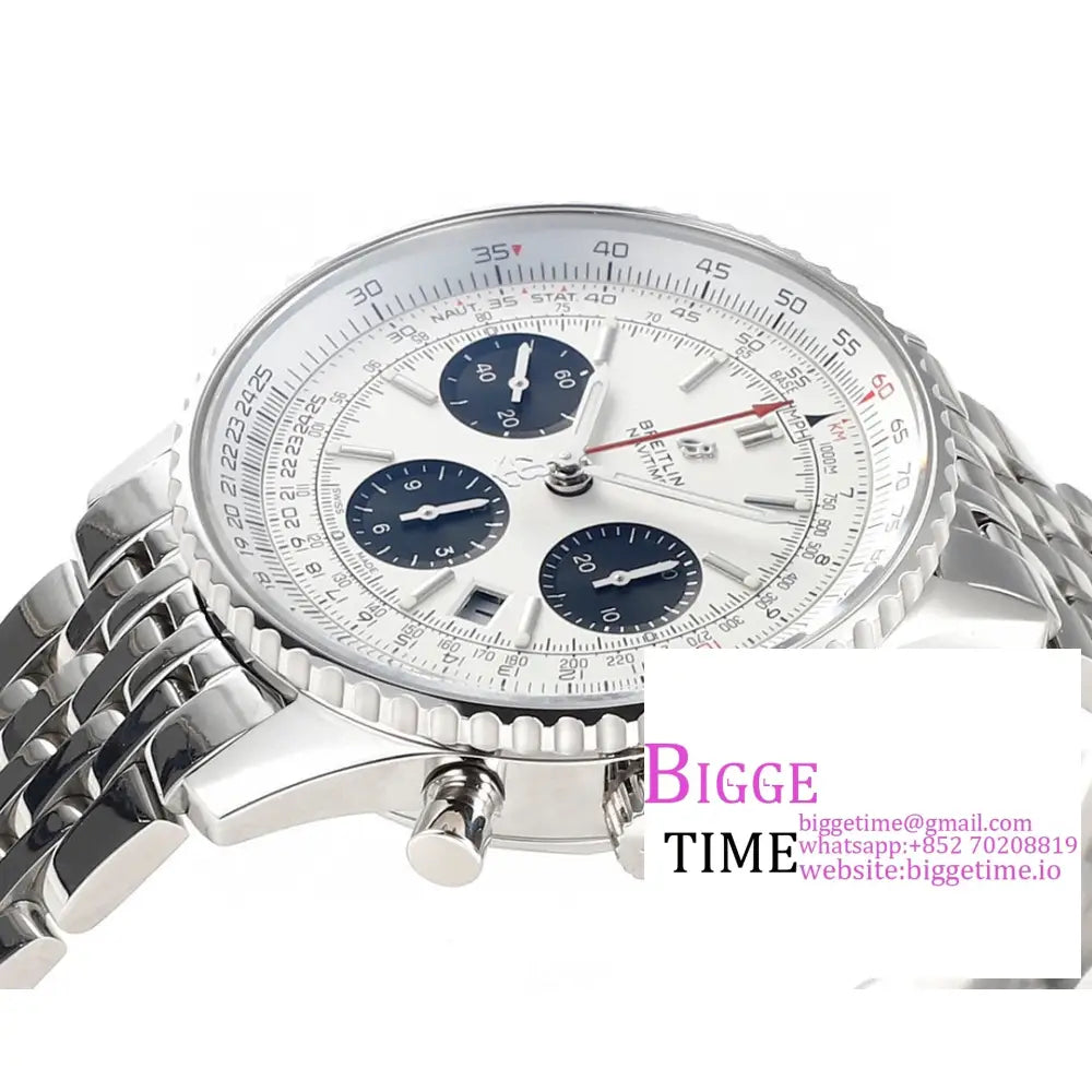 Breitling Chrono 43Mm Navitimer B01 White/Black Dial Ss Bracelet Blsf A7750