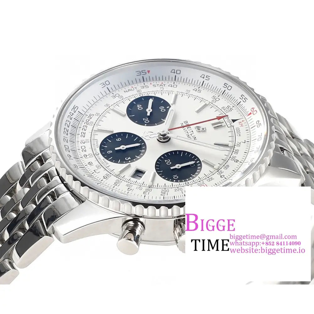 Breitling Chrono 43Mm Navitimer B01 White/Black Dial Ss Bracelet Blsf A7750