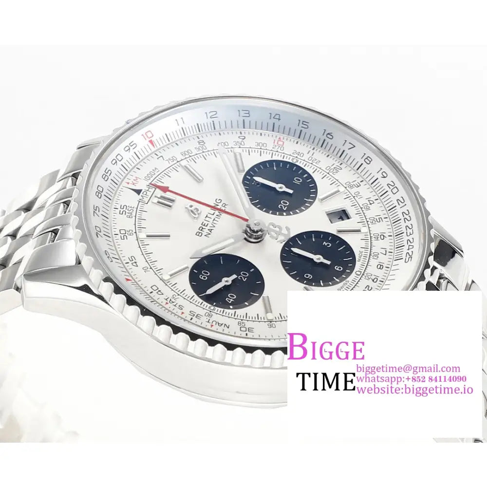 Breitling Chrono 43Mm Navitimer B01 White/Black Dial Ss Bracelet Blsf A7750