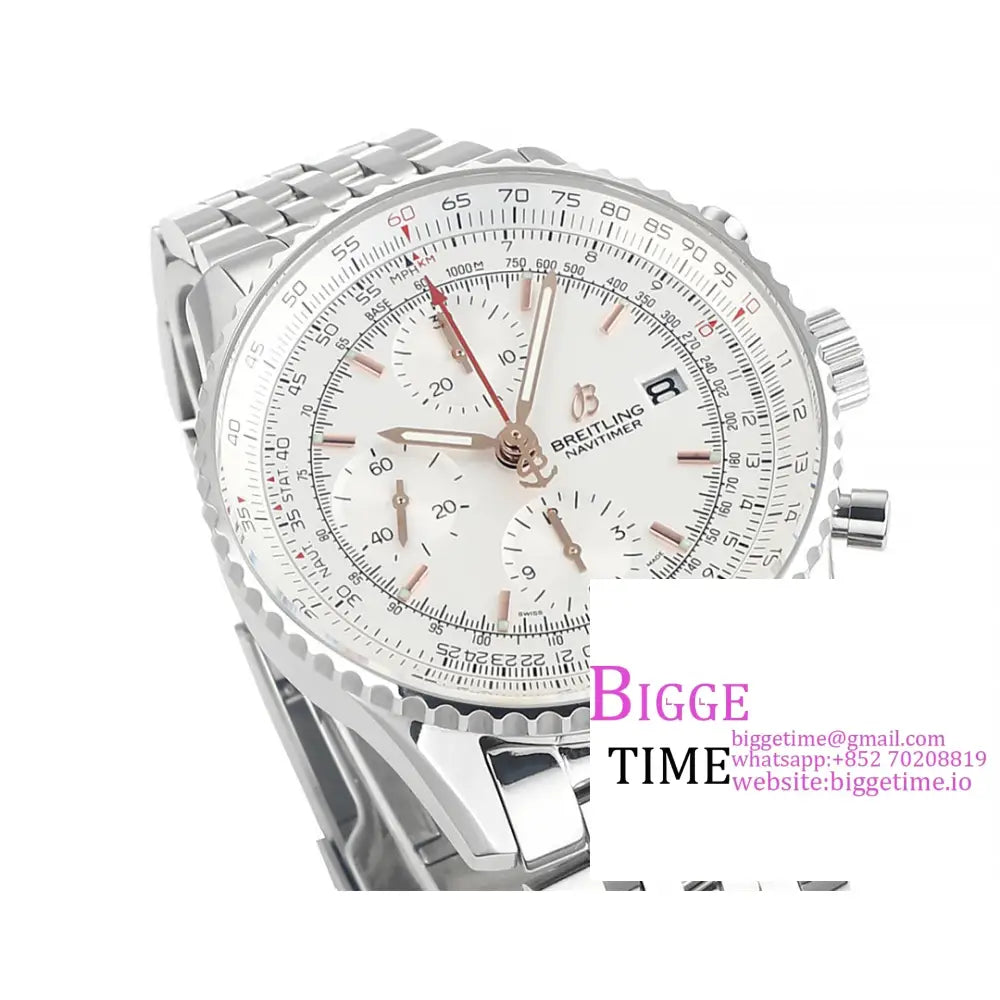 Breitling Chrono 43Mm Navitimer B01 White Dial Ss Bracelet Blsf A7750