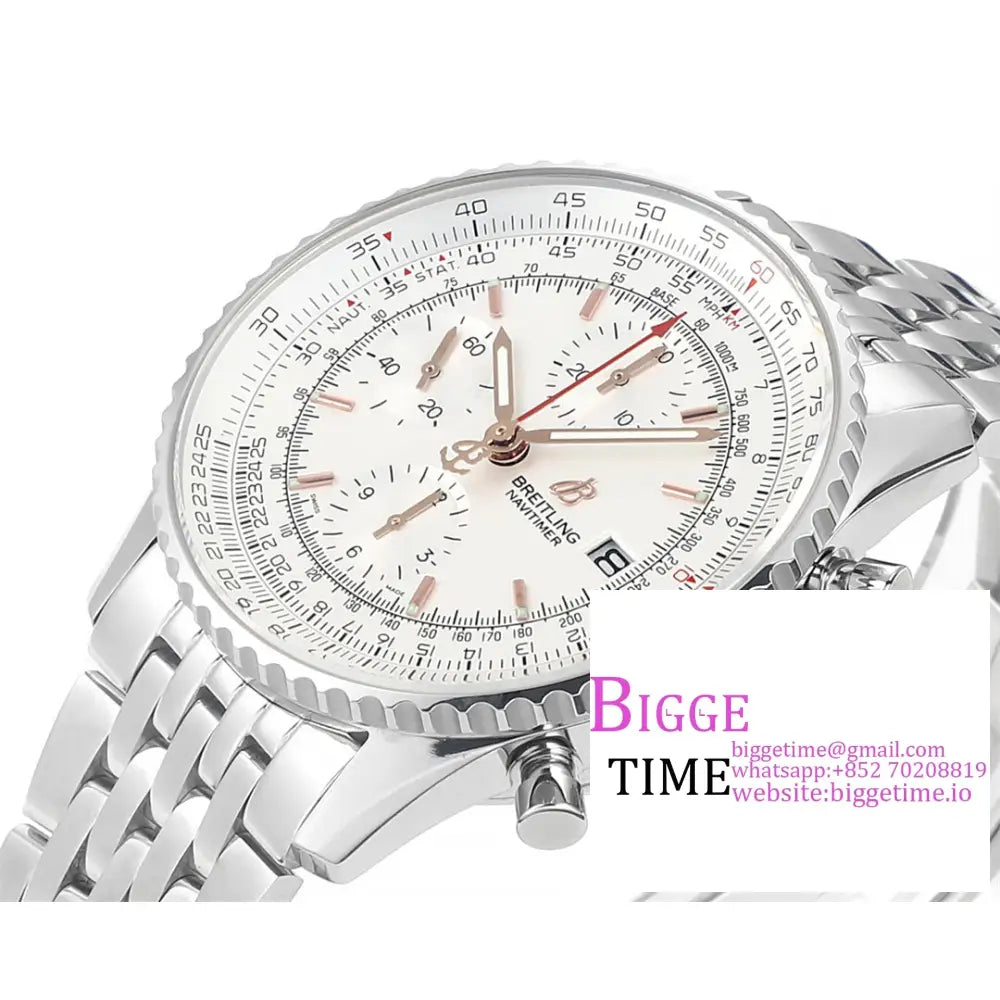 Breitling Chrono 43Mm Navitimer B01 White Dial Ss Bracelet Blsf A7750