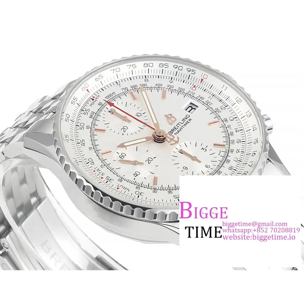 Breitling Chrono 43Mm Navitimer B01 White Dial Ss Bracelet Blsf A7750