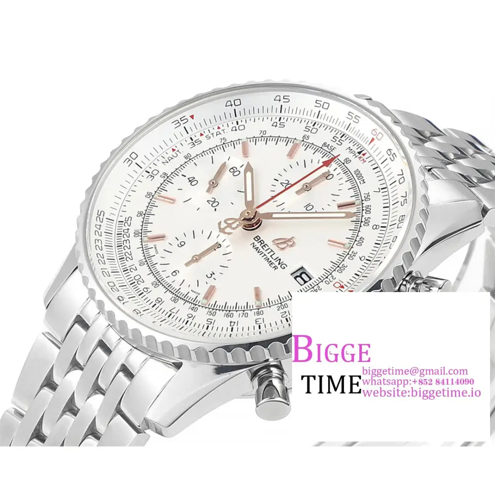 Breitling Chrono 43Mm Navitimer B01 White Dial Ss Bracelet Blsf A7750