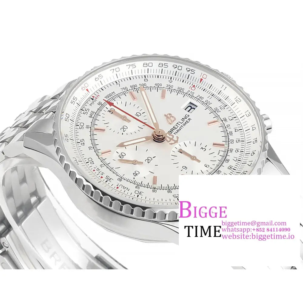 Breitling Chrono 43Mm Navitimer B01 White Dial Ss Bracelet Blsf A7750