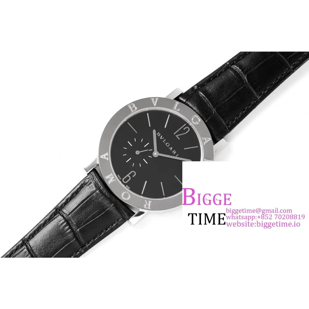 Bvlgari Roma 41Mm Black Dial Leather Strap Bvf My9015