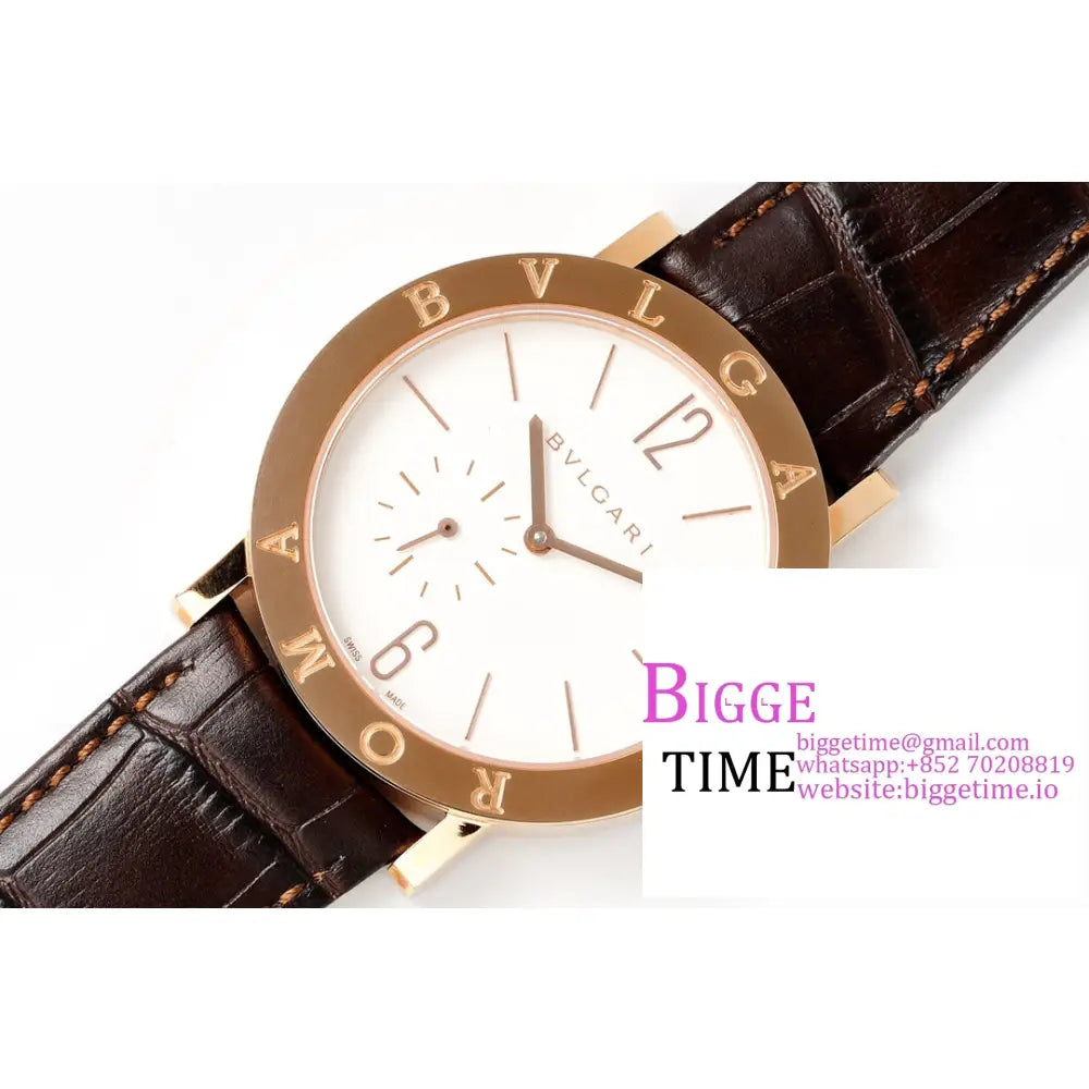 Bvlgari Roma 41Mm Rg White Dial Brown Leather Strap Bvf My9015