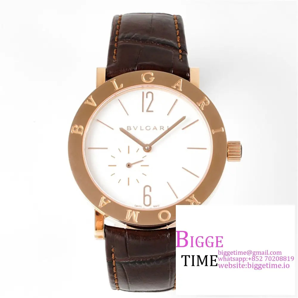 Bvlgari Roma 41Mm Rg White Dial Brown Leather Strap Bvf My9015 Option1