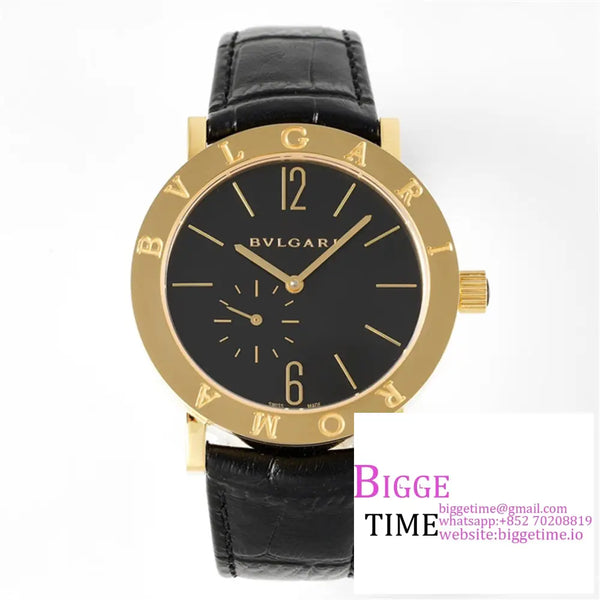 Bvlgari Roma 41Mm Yg Black Dial Leather Strap Bvf My9015 Option1