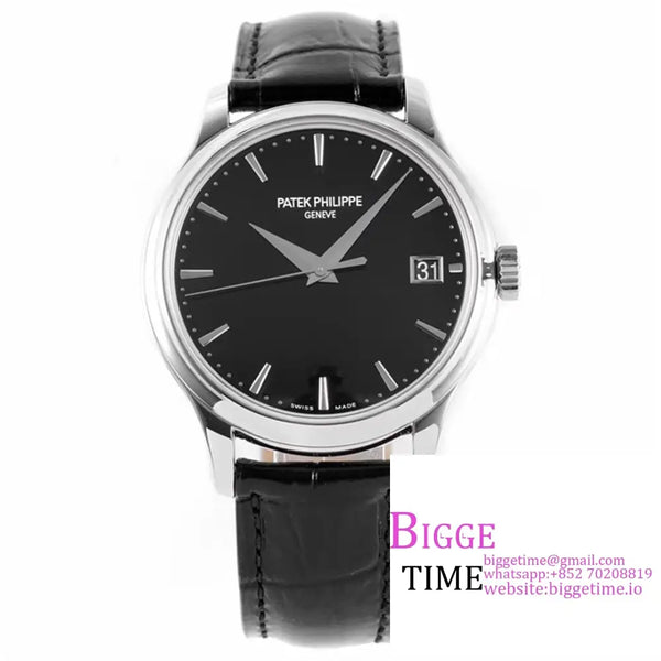 Calatrava 5227 39Mm Black Dial Leather Strap Zf A324Sc Option1 Patek Philippe