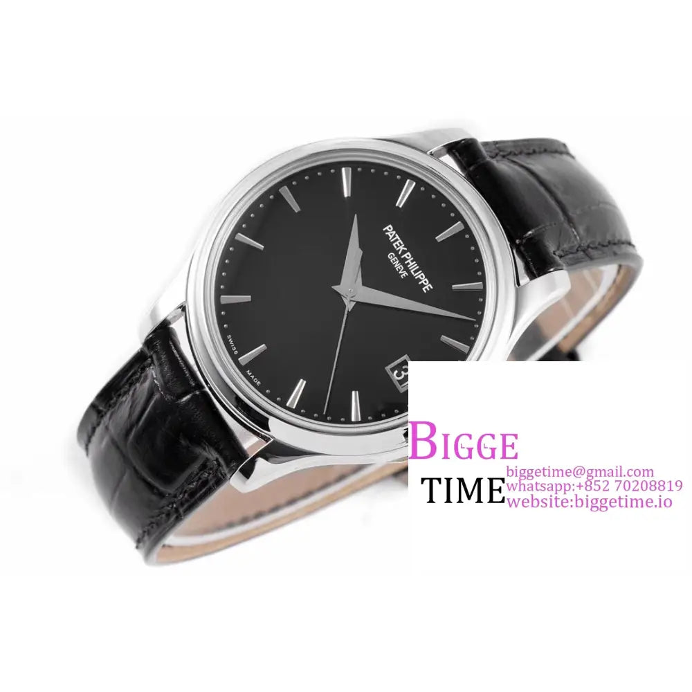 Calatrava 5227 39Mm Black Dial Leather Strap Zf A324Sc Patek Philippe