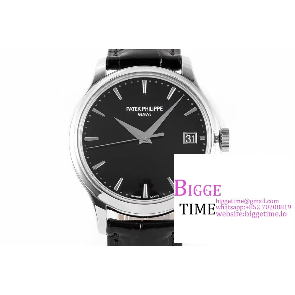 Calatrava 5227 39Mm Black Dial Leather Strap Zf A324Sc Patek Philippe