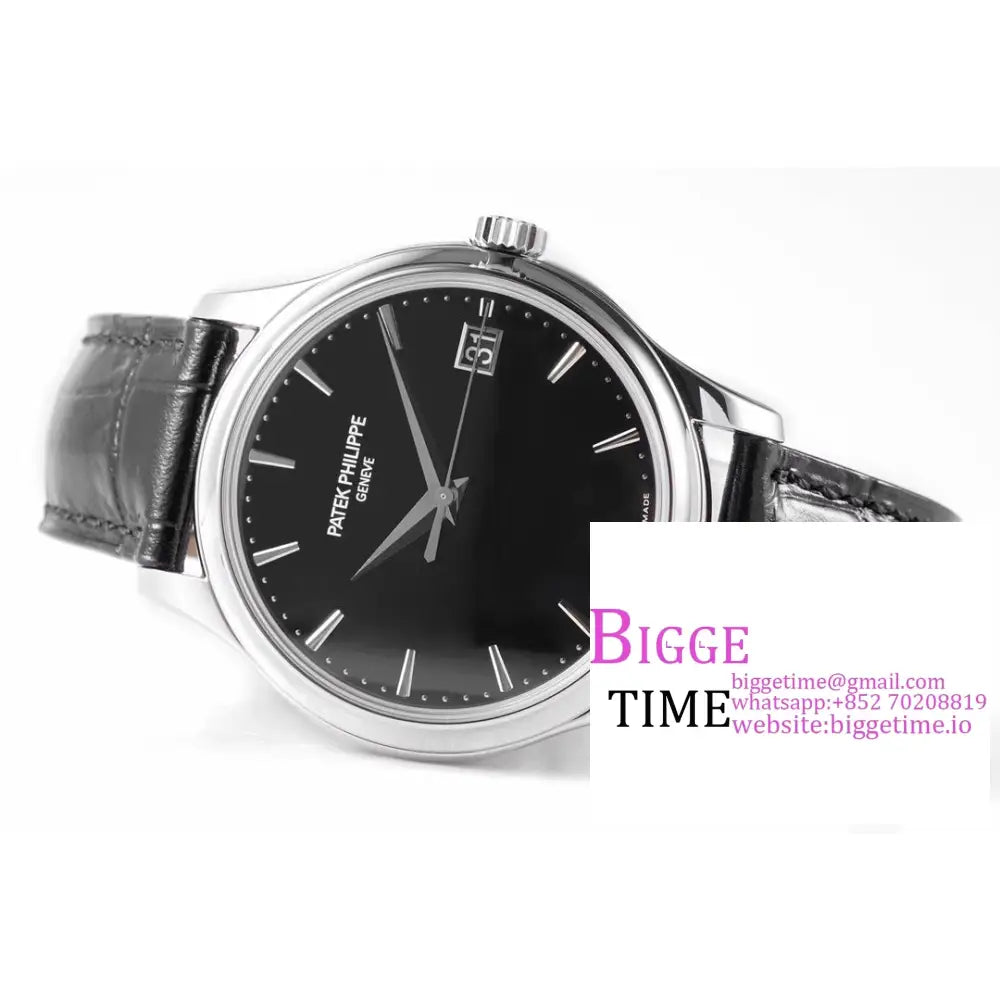 Calatrava 5227 39Mm Black Dial Leather Strap Zf A324Sc Patek Philippe