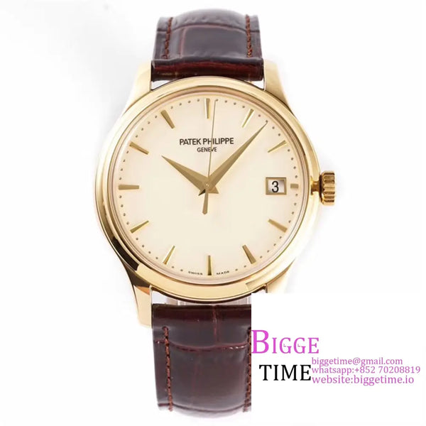 Calatrava 5227 39Mm Yg White Dial Brown Leather Strap Zf A324Sc Option1 Patek Philippe