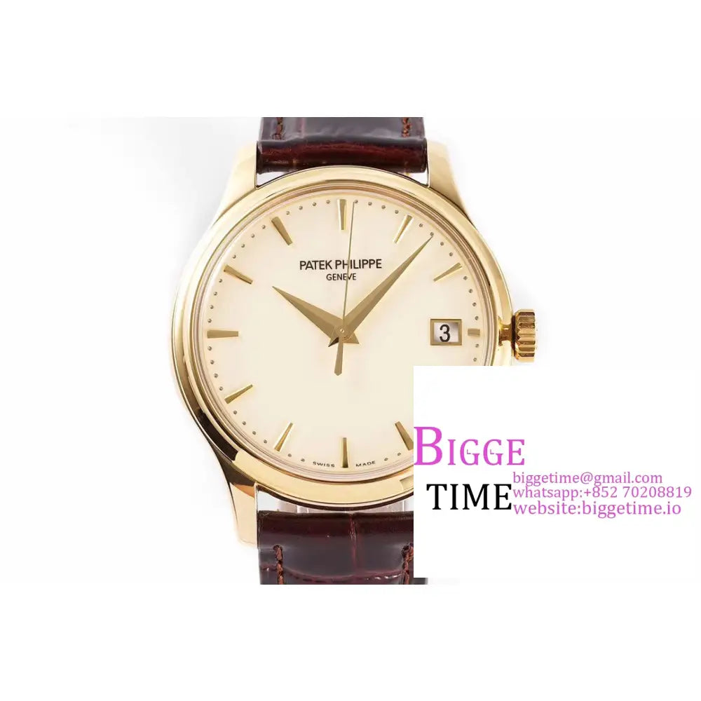 Calatrava 5227 39Mm Yg White Dial Brown Leather Strap Zf A324Sc Patek Philippe