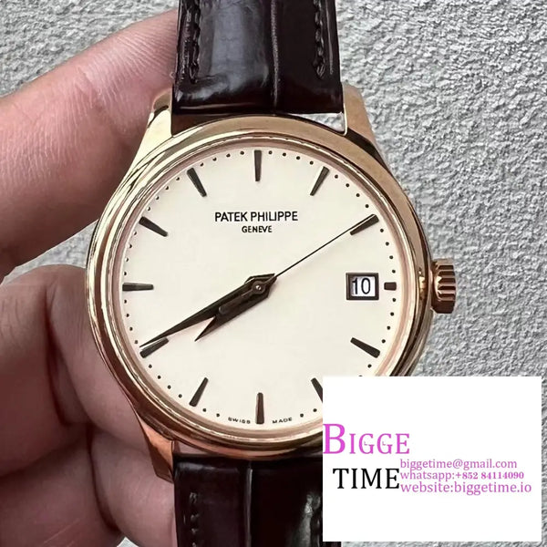 Calatrava 5227 39Mm Rg White Dial Black Leather Strap Zf A324Sc Option1 Patek Philippe