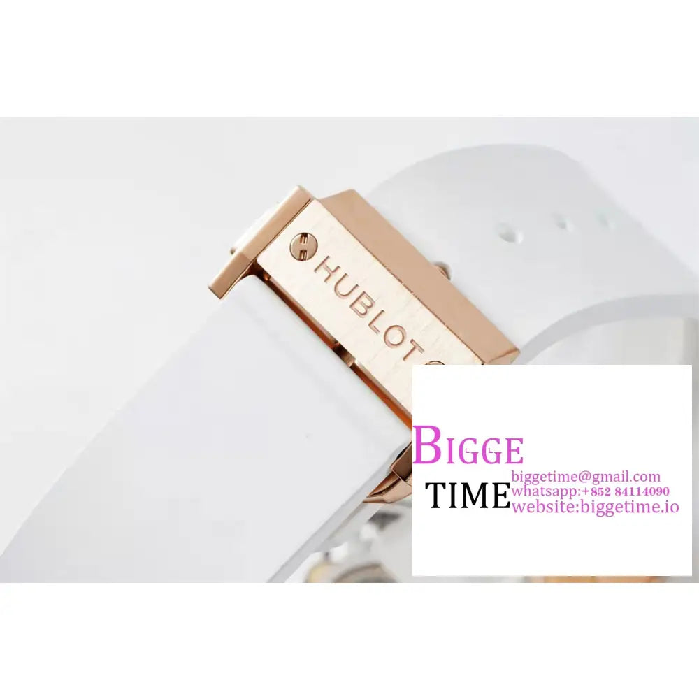 Classic Fusion 40Mm All Diamond Bezel Rg White Dial Rubber Strap Apsf A1110 Hublot