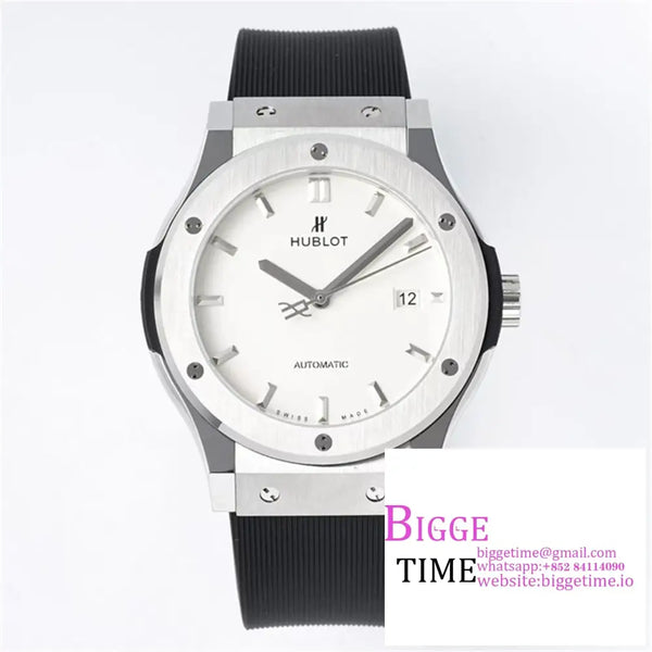 Classic Fusion 42Mm White Dial Black Rubber Strap Jj + F A1110 Option1 Hublot