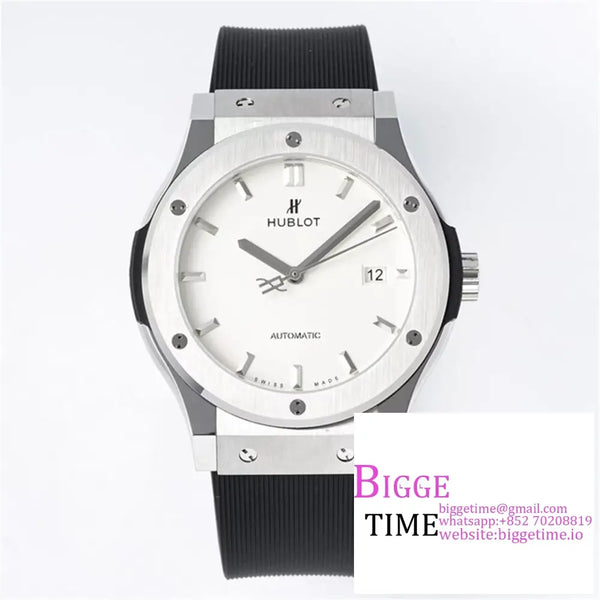 Classic Fusion 42Mm White Dial Black Rubber Strap Jj + F A1110 Option1 Hublot