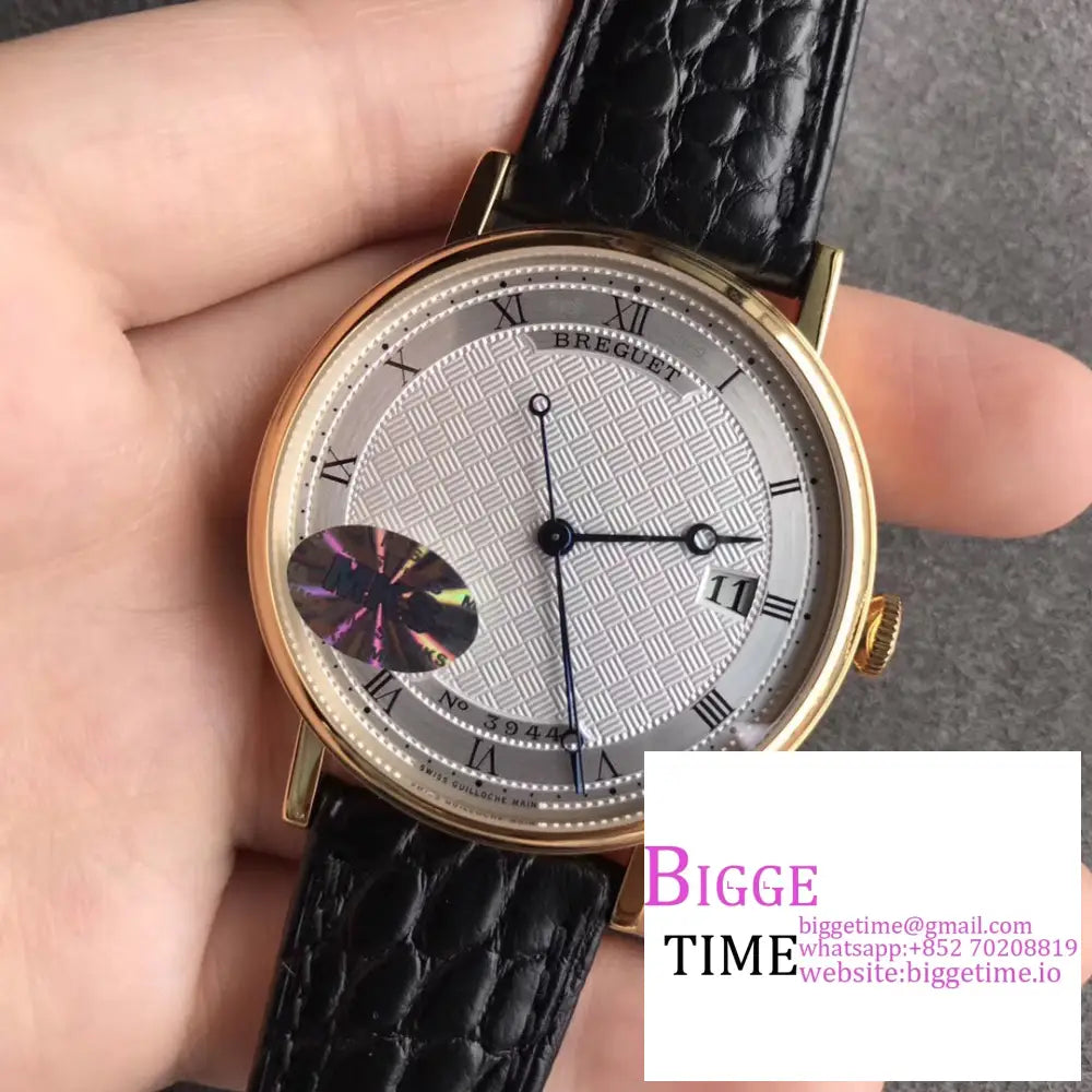 Classique5177-12 38Mm Yg White Dial Black Leather Strap Mksf My9015 Breguet