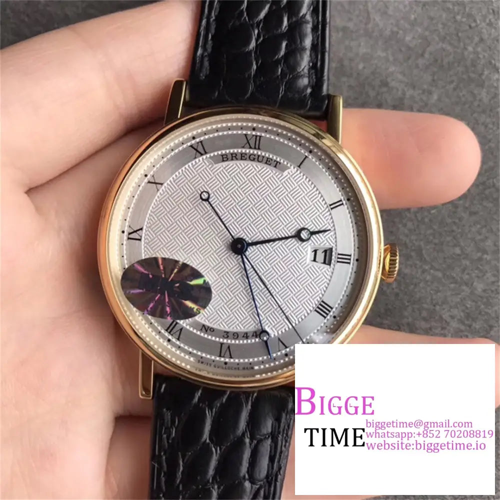 Classique5177-12 38Mm Yg White Dial Black Leather Strap Mksf My9015 Breguet