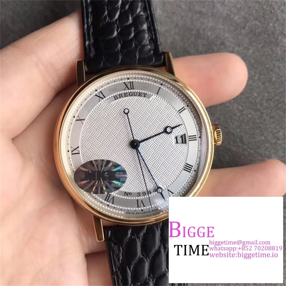 Classique5177-12 38Mm Yg White Dial Black Leather Strap Mksf My9015 Breguet