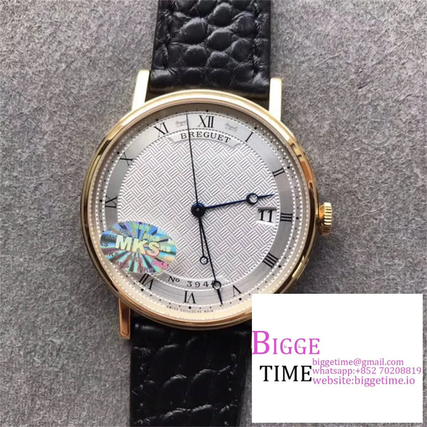 Classique5177-12 38Mm Yg White Dial Black Leather Strap Mksf My9015 Option1 Breguet