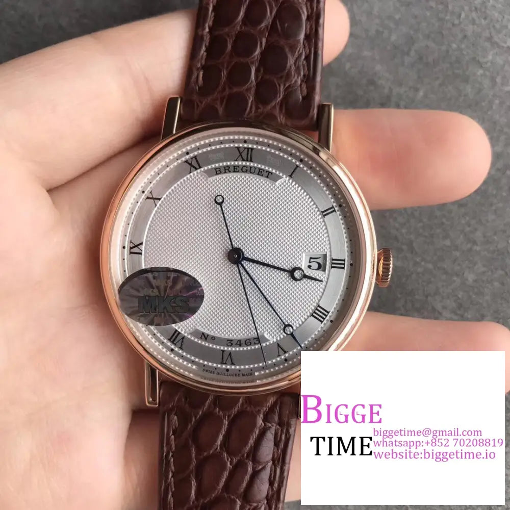 Classique5177-15 38Mm Rg White Dial Brown Leather Strap Mksf My9015 Breguet