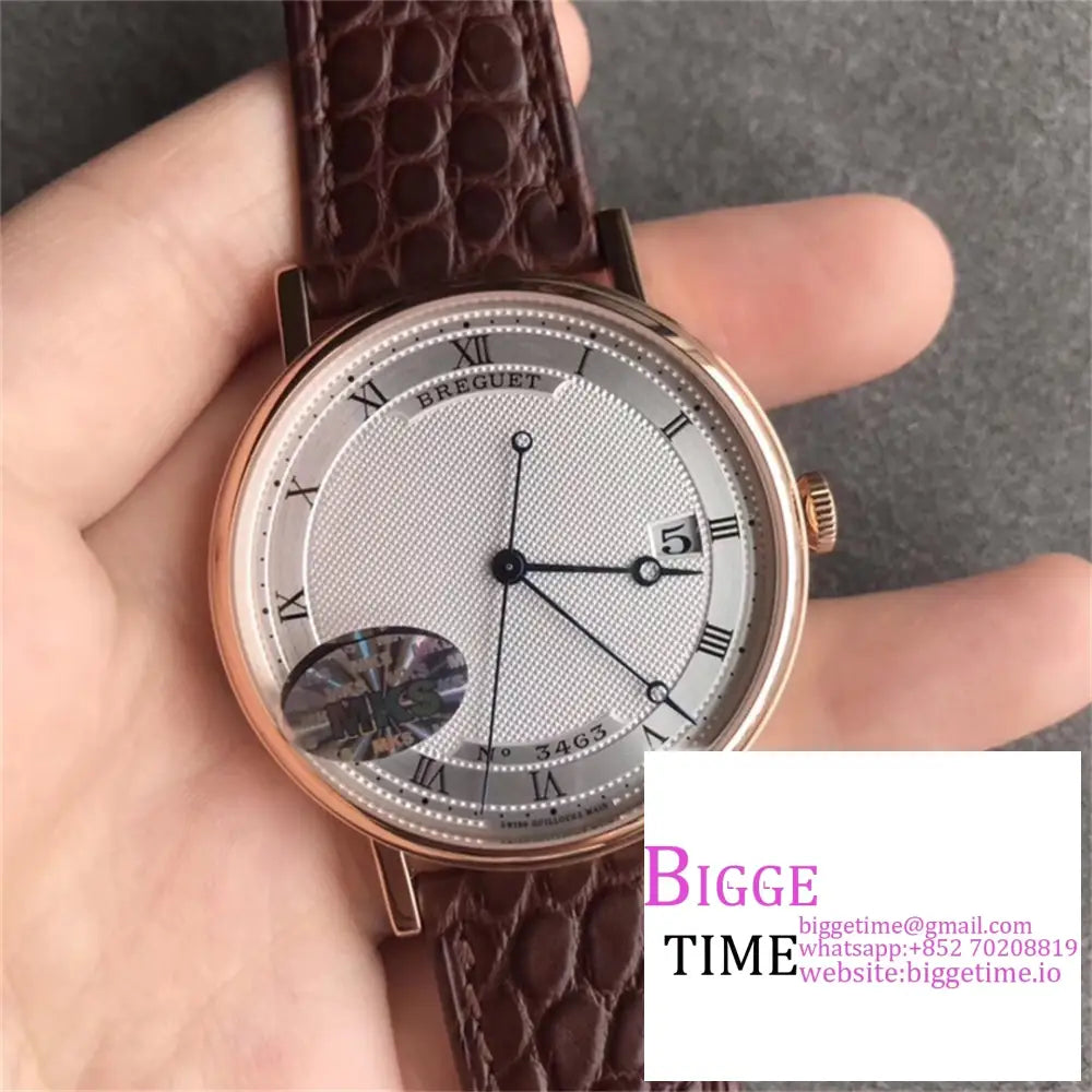 Classique5177-15 38Mm Rg White Dial Brown Leather Strap Mksf My9015 Breguet